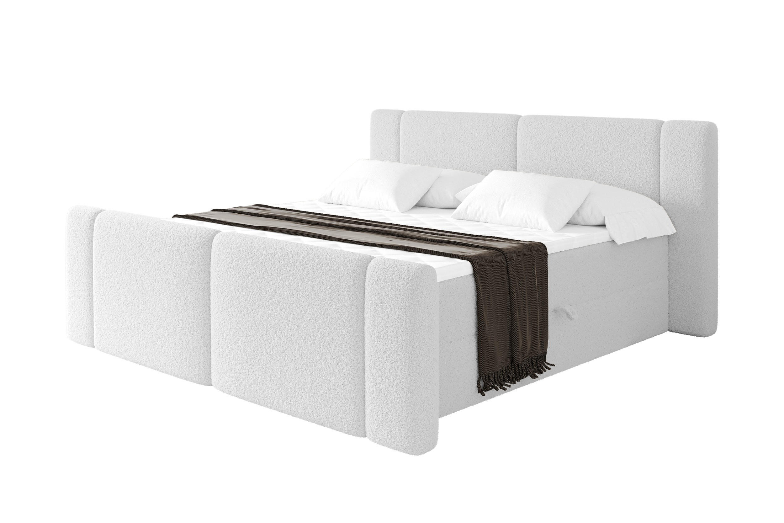 BOXBETT mit Matratze H4 - EVON Zanozek - 140x200 cm Weiß - Weiß, Holzwerkstoff (140/200cm) - ALTDECOR