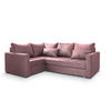 ECKSOFA LIRENO L-S Rosa Plüsch-Stoff mit Schlaffunktion - Rosa, Holz (220/153cm) - MASSENO