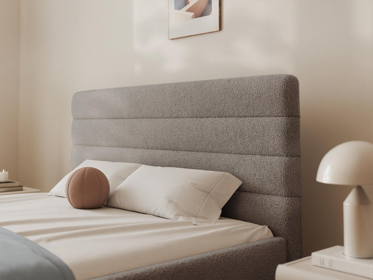POLSTERBETT MIKO 160/200 cm Bettkasten, Grau - Grau, Holzwerkstoff/Textil (160/200cm) - Idohome