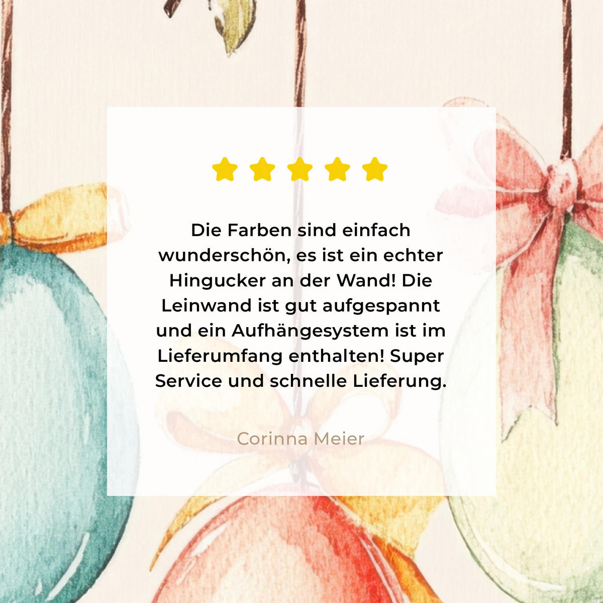 LEINWANDBILD Osterkuchen - Schleife - Eier Deko Groß 90x90 cm - Creme, Textil (90/90cm) - MuchoWow