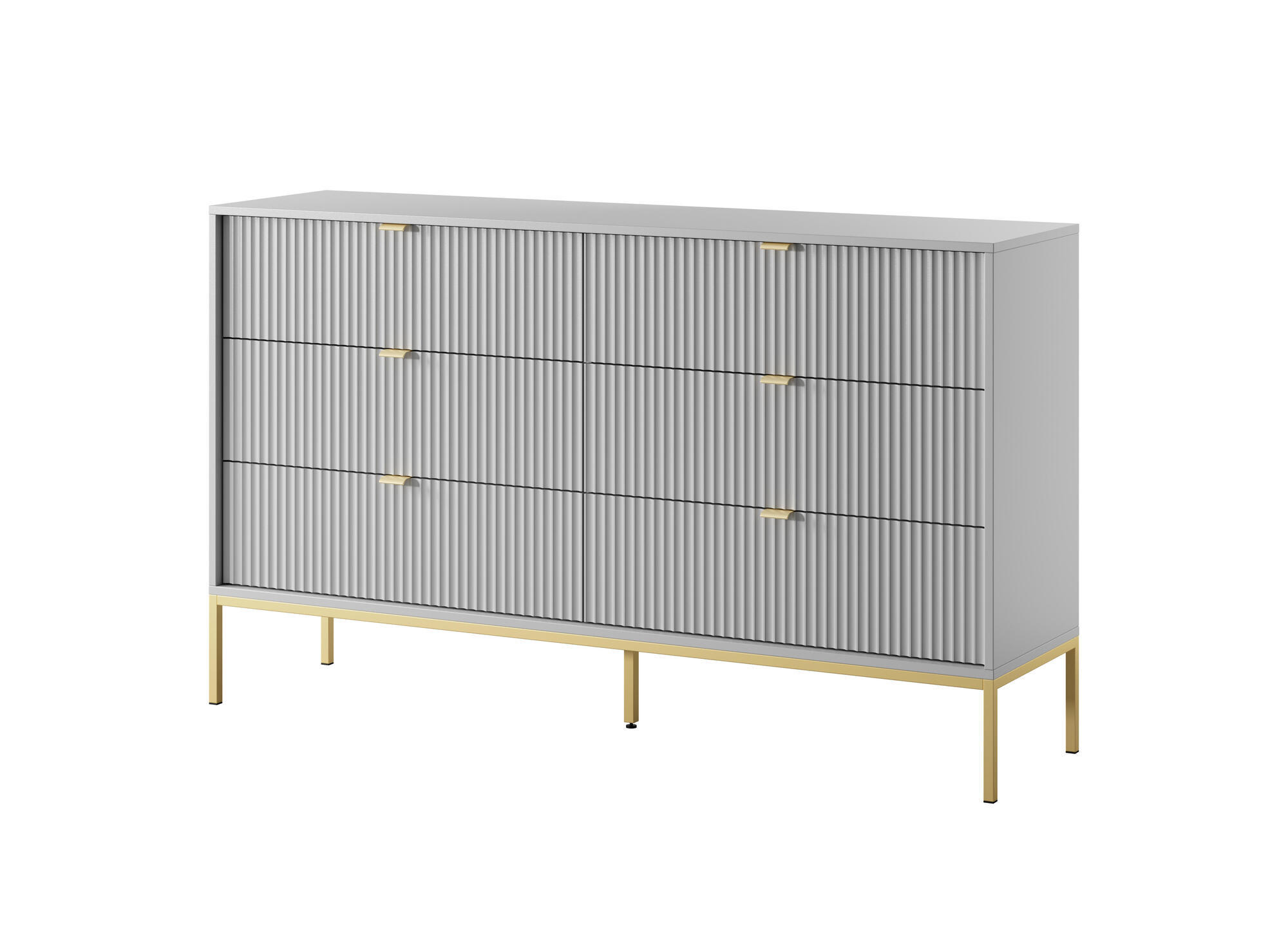 KOMMODE AVON Grau, Gold 154x39x91 cm - Goldfarben/Grau, Holzwerkstoff (154/91/39cm) - FURNLUX