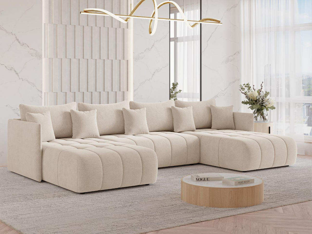ECKSOFA Ardi U Beige - Beige, Holz/Textil (353/180cm) - Graingold