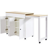 KÜCHENINSEL mit Stauraum 6 Ablageflächen und verstellbarer Länge Weiß 117/180/50/94,6 cm - Weiß, Holzwerkstoff (118/94/50cm) - EVRYAE