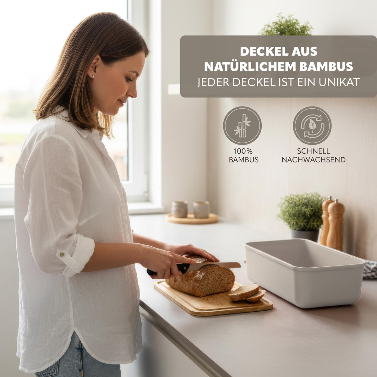 BROTKASTEN, grau - Hellgrau, Kunststoff (40/12.5/23cm) - bremermann