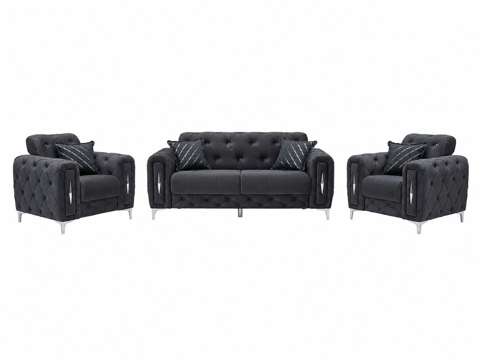 SITZGARNITUR Patna, Anthrazit Stellvariante 2+1+1 - Anthrazit, Holzwerkstoff/Kunststoff (180/80/100cm)