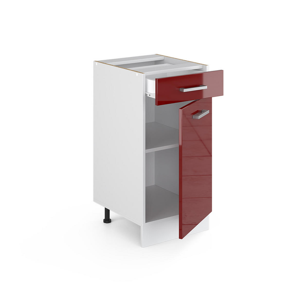 KÜCHENUNTERSCHRANK R-Line Rot Hochglanz 40 cm , AP Anthrazit - Bordeaux/Rot, Holzwerkstoff (40/81.6/60cm) - Vicco