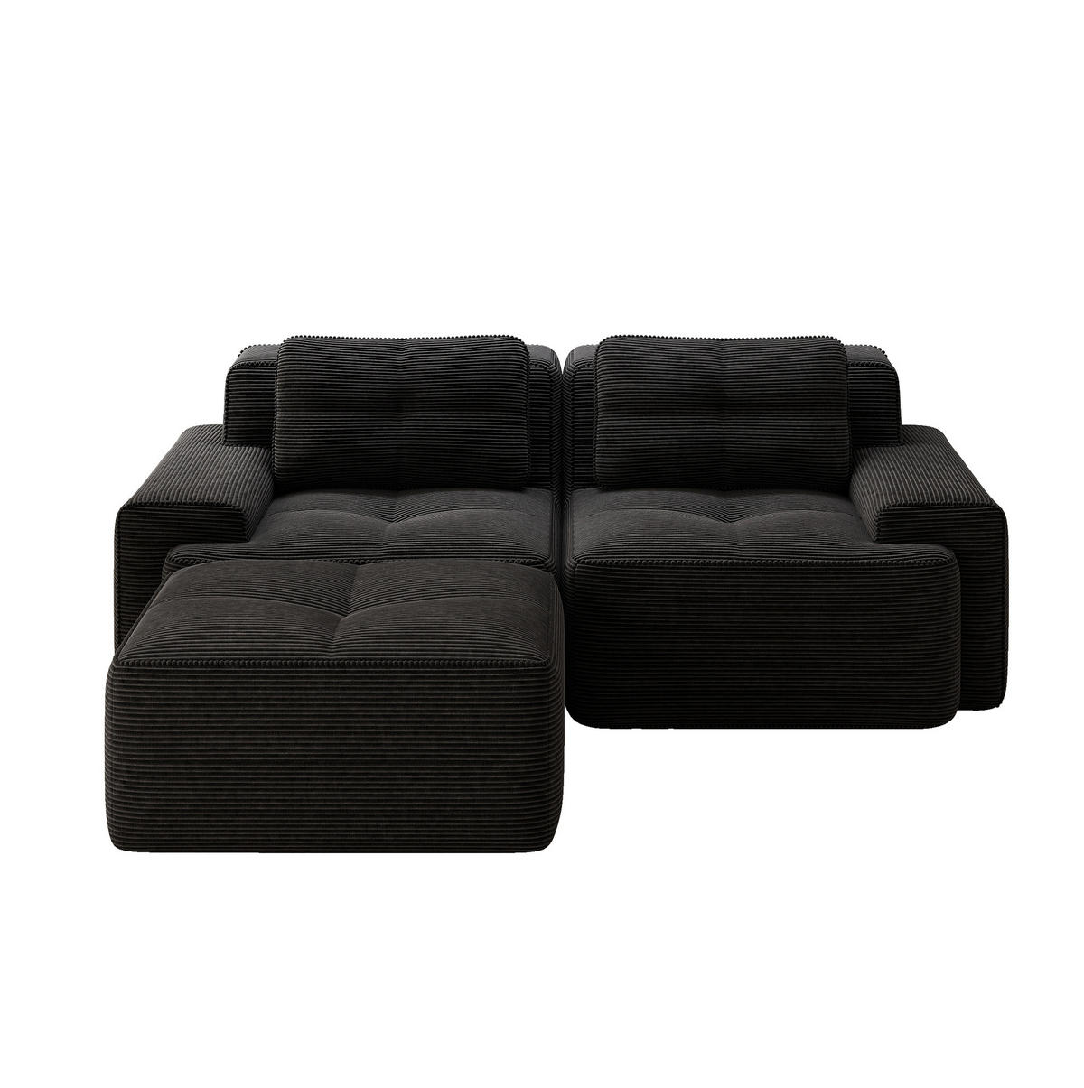 SOFA modular mit Tiefsitz Corduroy Black - Schwarz, Kunststoff (177/204cm) - Meubliv