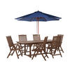GARTENMÖBEL SET 6-Sitzer mit Sonnenschirm blau Akazienholz dunkelbraun Amantea - Blau/Dunkelbraun, Holz - Beliani