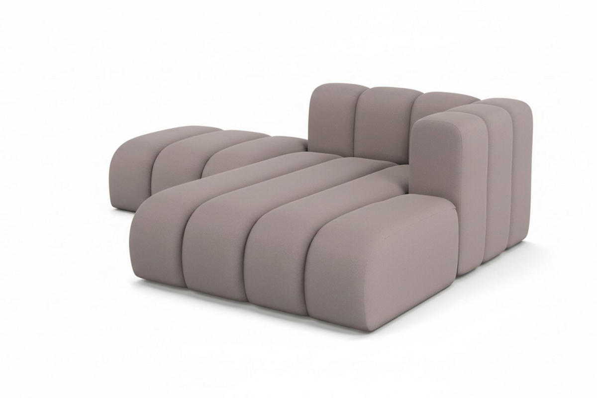 CHAISELONGUE Mit Hocker Grand, Veloursstoff Salvador, Grau, Rechts - Grau, Holz (204/179cm) - Kaiser Möbel