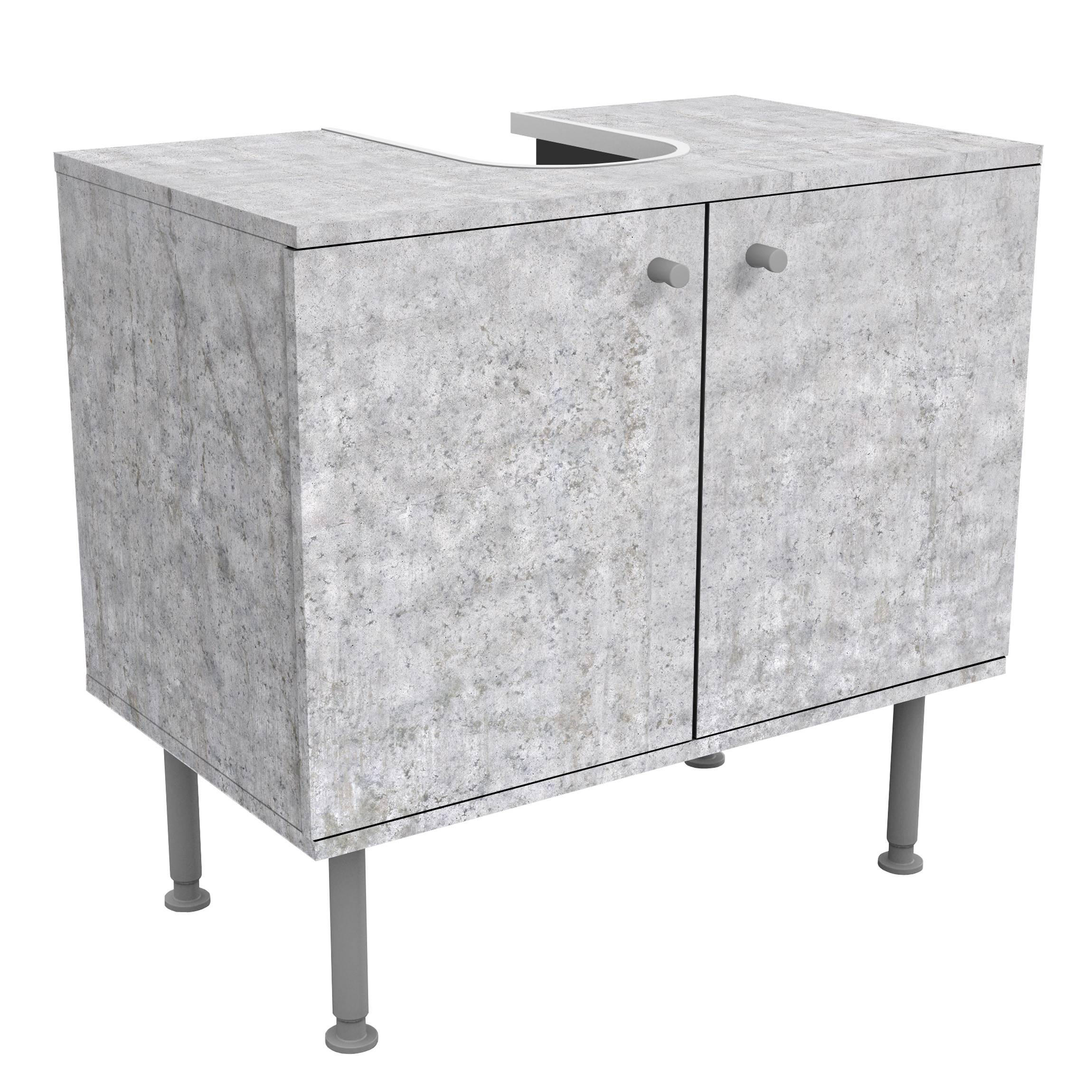 WASCHBECKENUNTERSCHRANK Beton Ciré Tapete 60/55/35 cm - Grau, Holzwerkstoff (60/55/35cm) - Bilderwelten