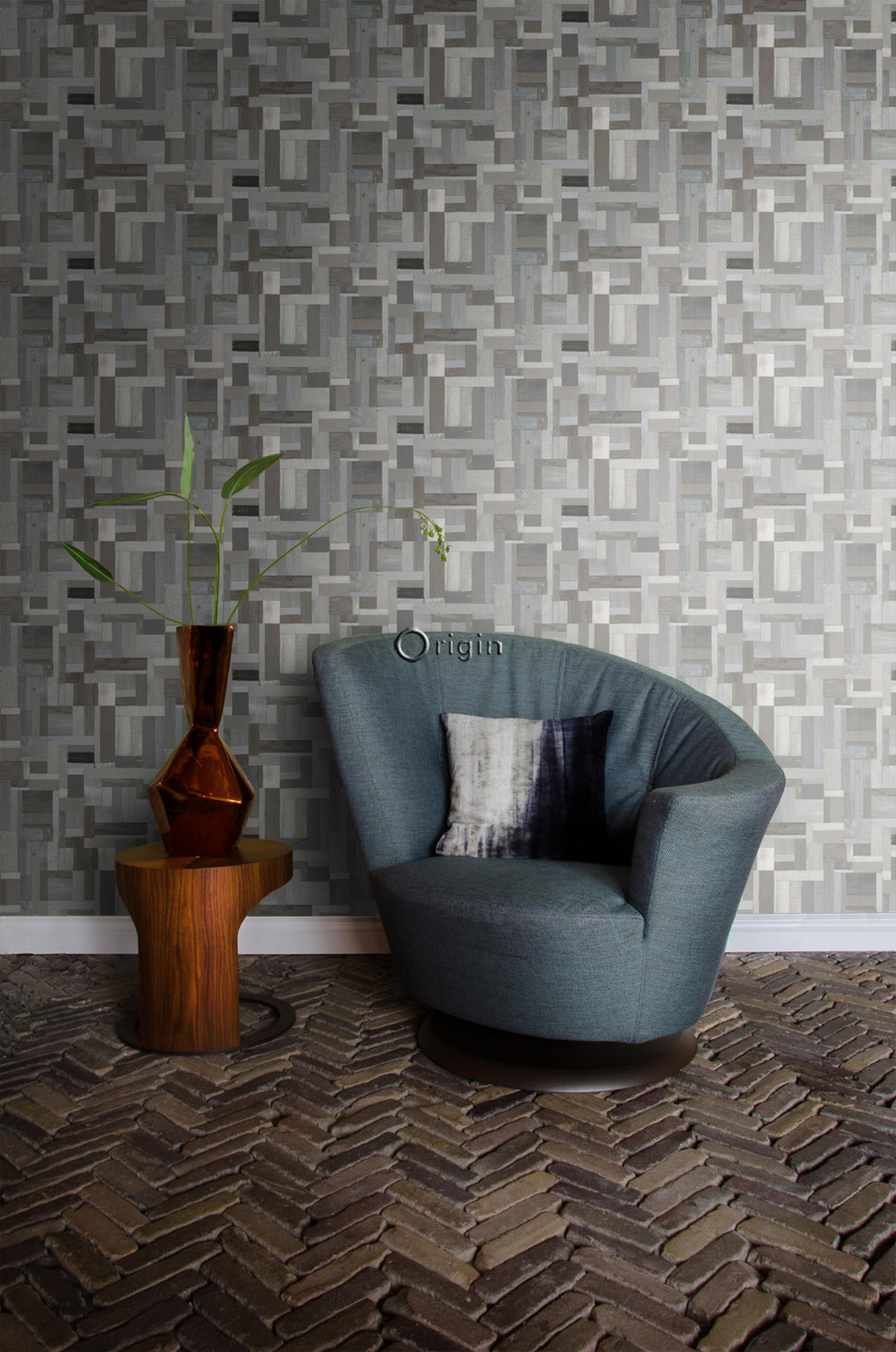 TAPETE Altholz-Motiv 53 cm x 10.05 m - Grau, Papier (53/1000cm) - Origin Wallcoverings