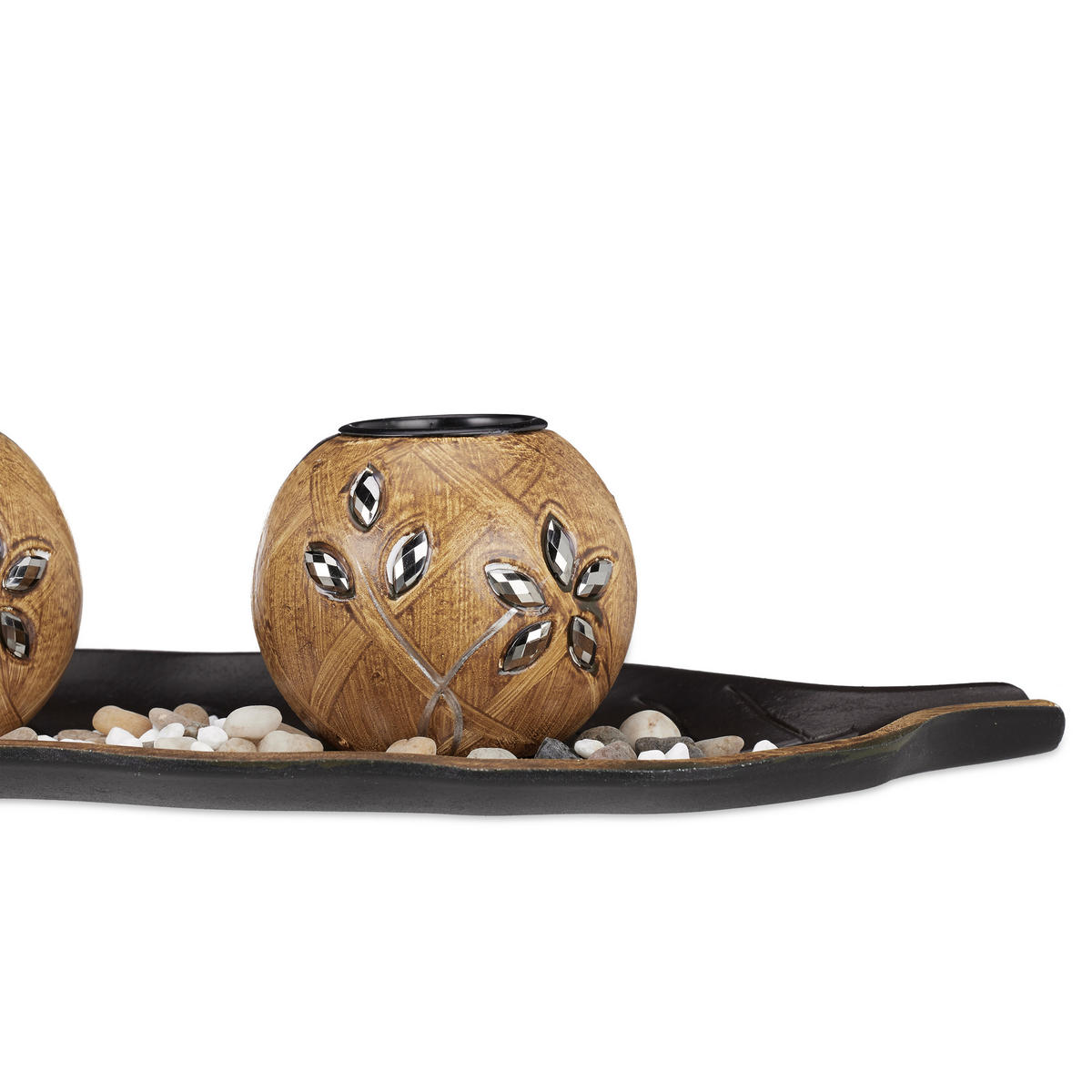 TEELICHTHALTER Set - Hellbraun, Naturmaterialen/Holzwerkstoff (8.5cm) - Relaxdays