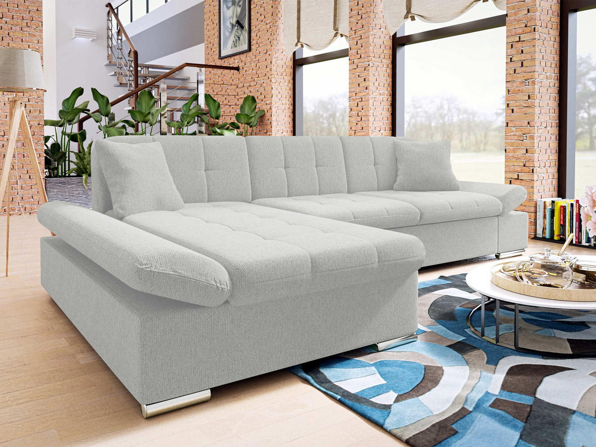 ECKSOFA Malwi, Seite: Links - Edelstahlfarben, Holz/Textil (278/161cm) - MIRJAN24