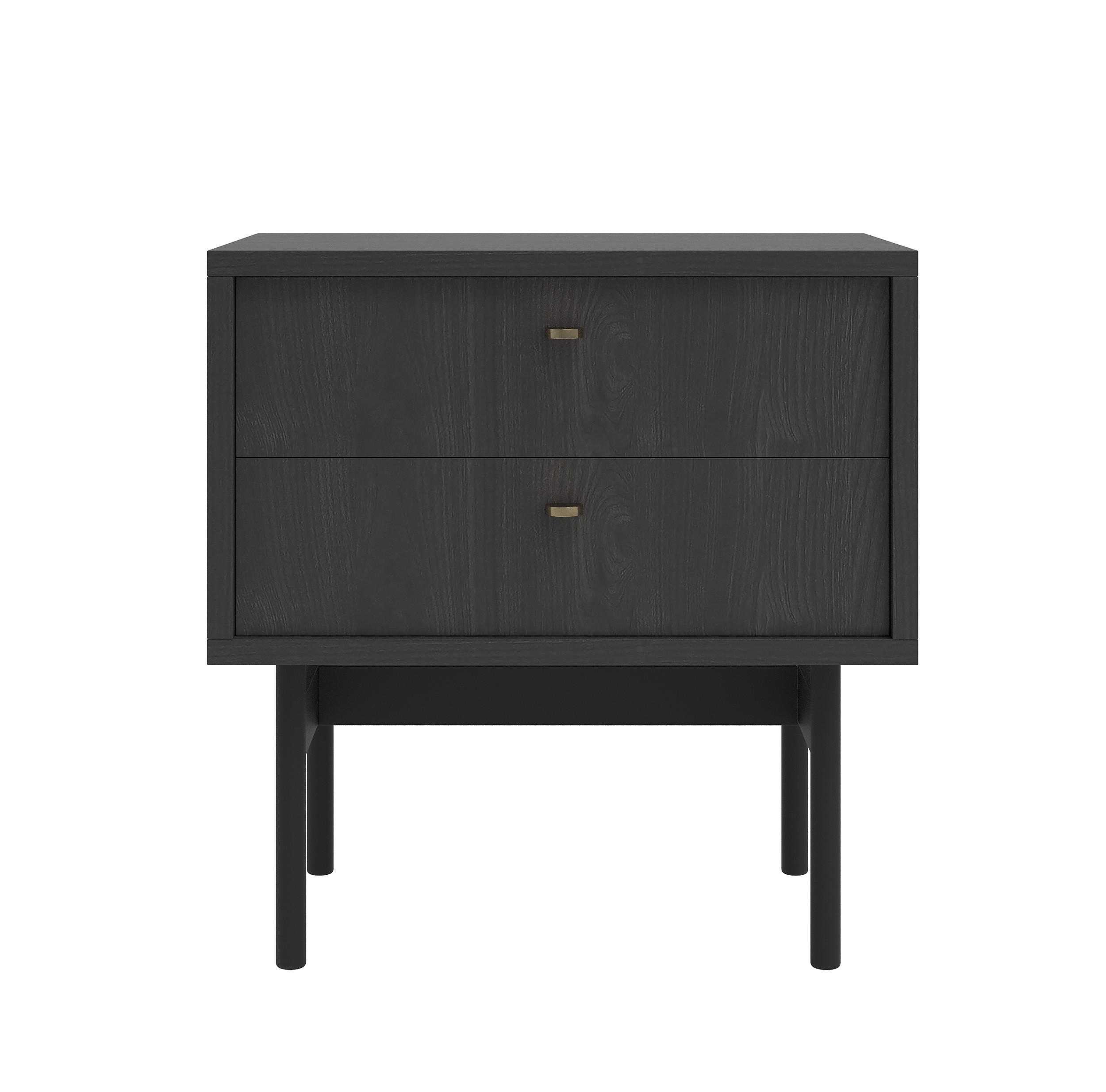 NACHTTISCH Olar Holzoptik Esche Portland Schwarz 55 cm - Goldfarben/Schwarz, Holzwerkstoff/Metall (55/57/38cm) - Selsey