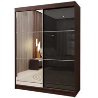 ŠATNÍ SKŘÍŇ S POSUVNÝMI DVEŘMI VITALE, 150/216/61 cm 2dveřová se zrcadlem, dekor wenge - černá/barva Wenge, kompozitní dřevo (150/216/61cm) - MASSENO