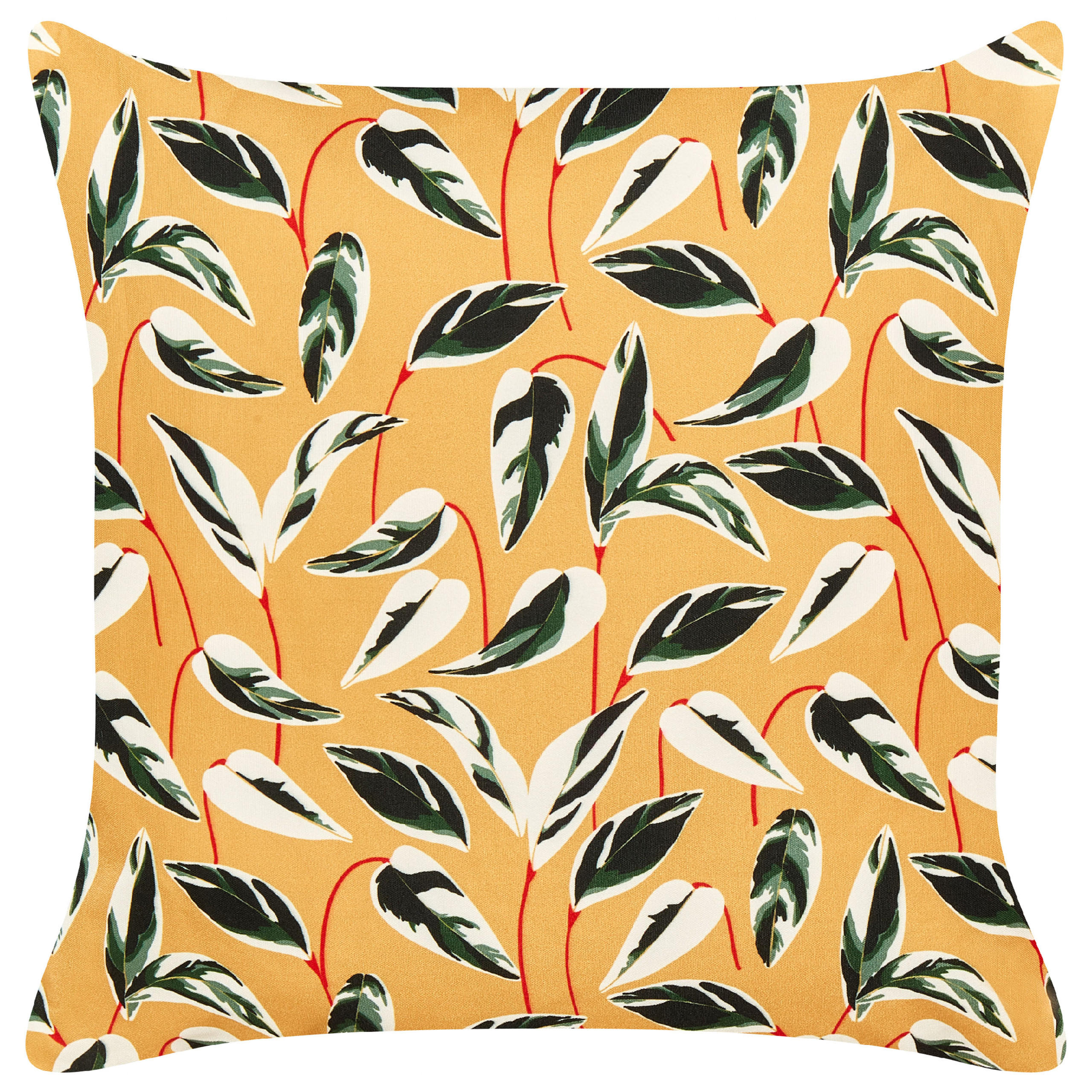 GARTENKISSEN 2er-Set Blattmotiv mehrfarbig 45/45 cm Taggia - Multicolor, Textil (45/45cm) - Beliani