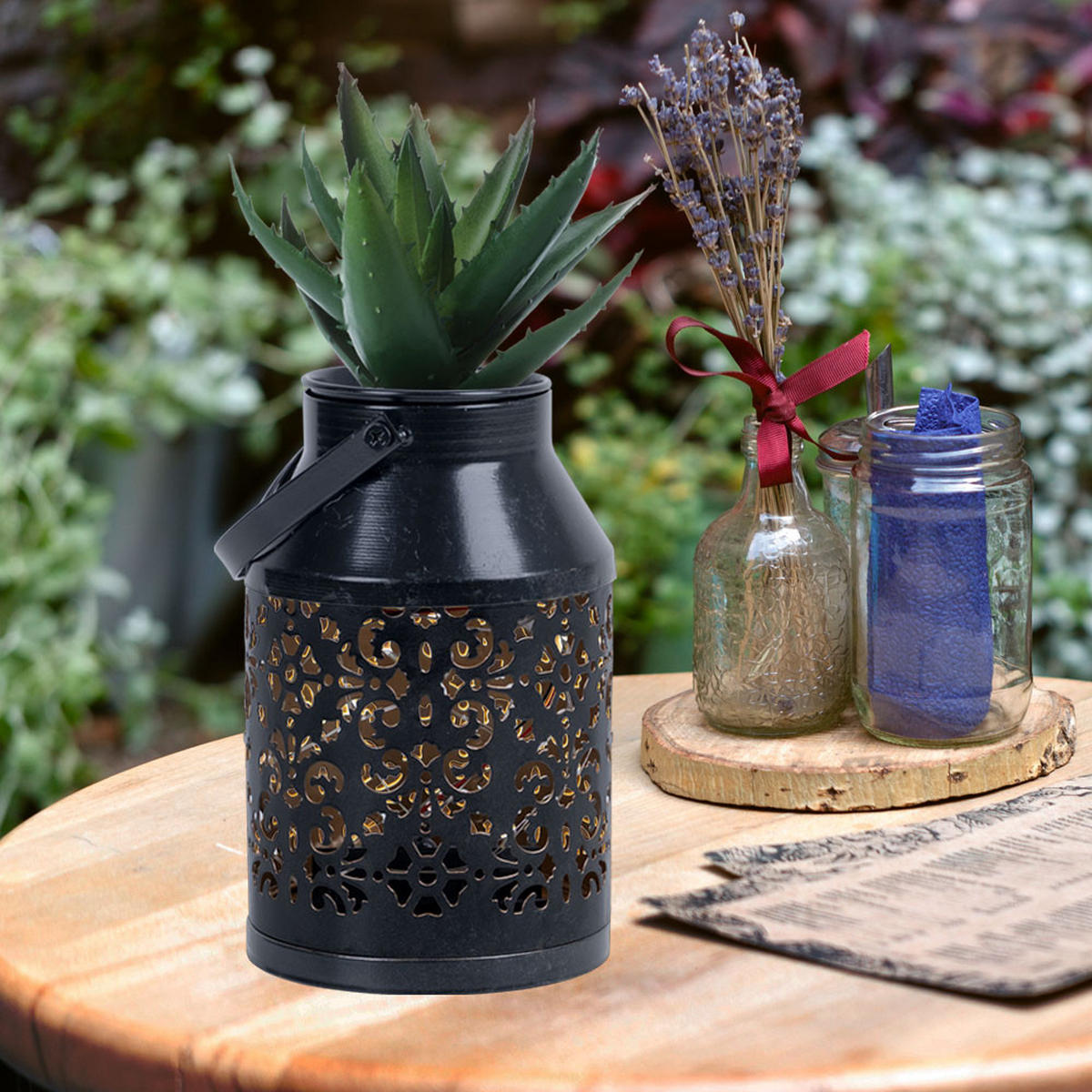 LED SOLARLEUCHTE Metall Schwarz - Schwarz, Metall (10/10/16cm)