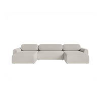 WOHNLANDSCHAFT Lome U mit Schlaffunktion, Silber - Grau, Textil (386/70/185cm) - Fedve