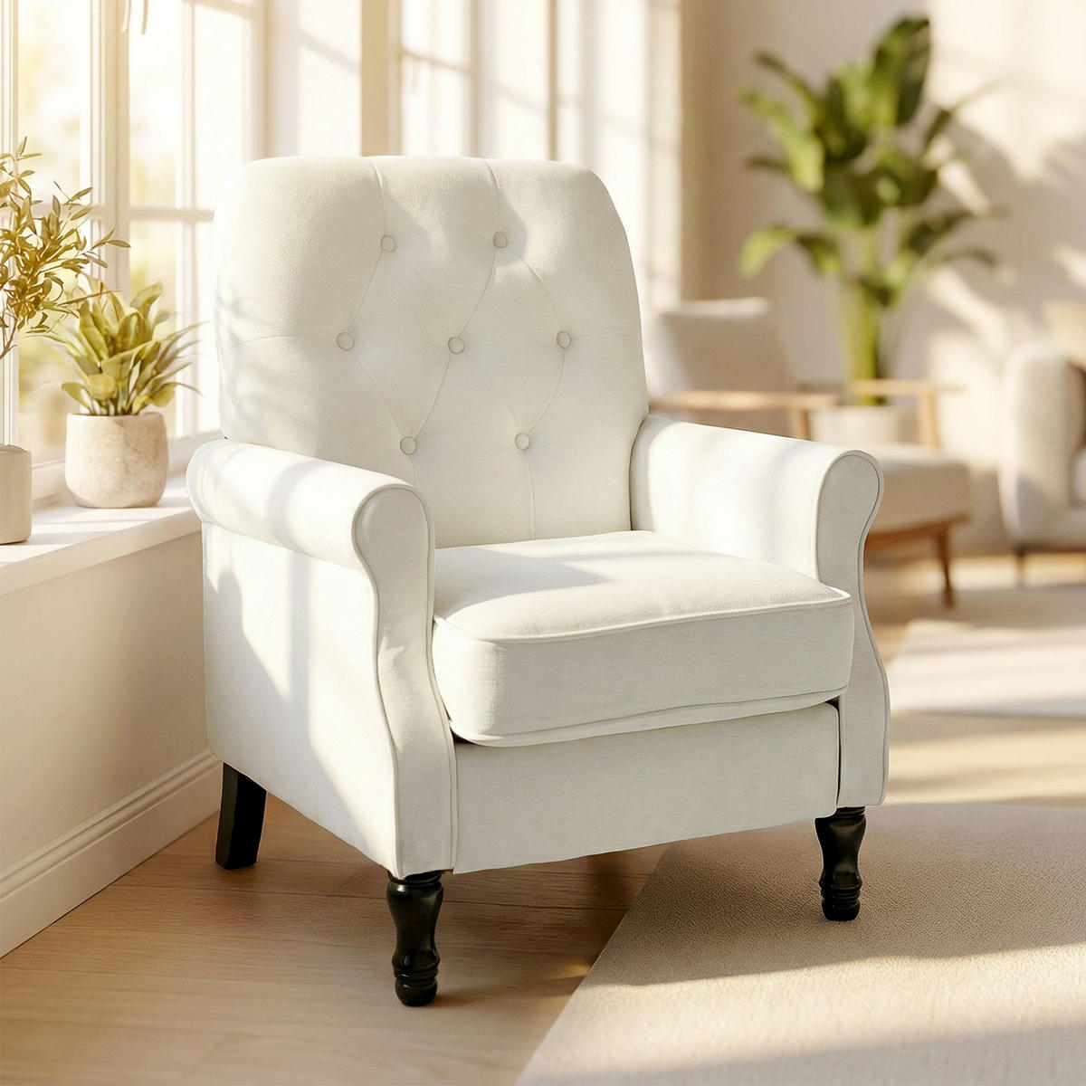 SESSEL DE-13537 mit dicker Polsterung und Federkern Creme - Creme, Textil (69/90/75cm) - ComfortXL