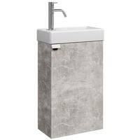 GÄSTE-WC-MÖBELSET Apollo 2 Teile Beton Grau - 40 x 22 x 68 cm - Grau, Holz (40/68/22cm) - Badplaats