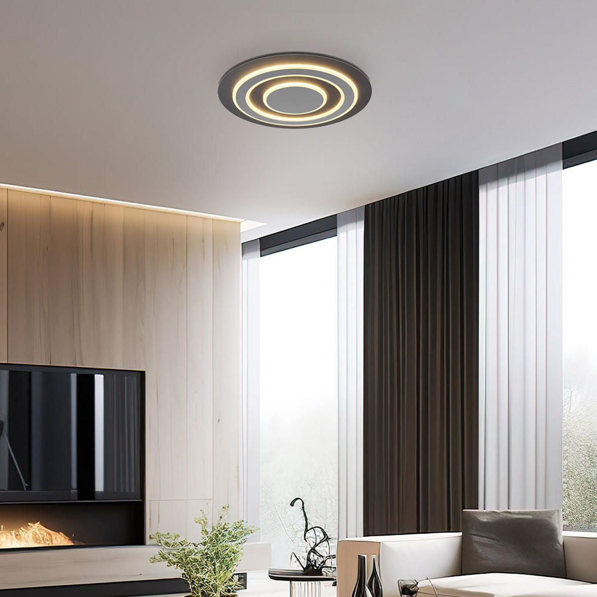 LED DECKENLEUCHTE Metall Anthrazit Grau - Anthrazit, Metall (48/48/5.2cm) - Globo Lighting