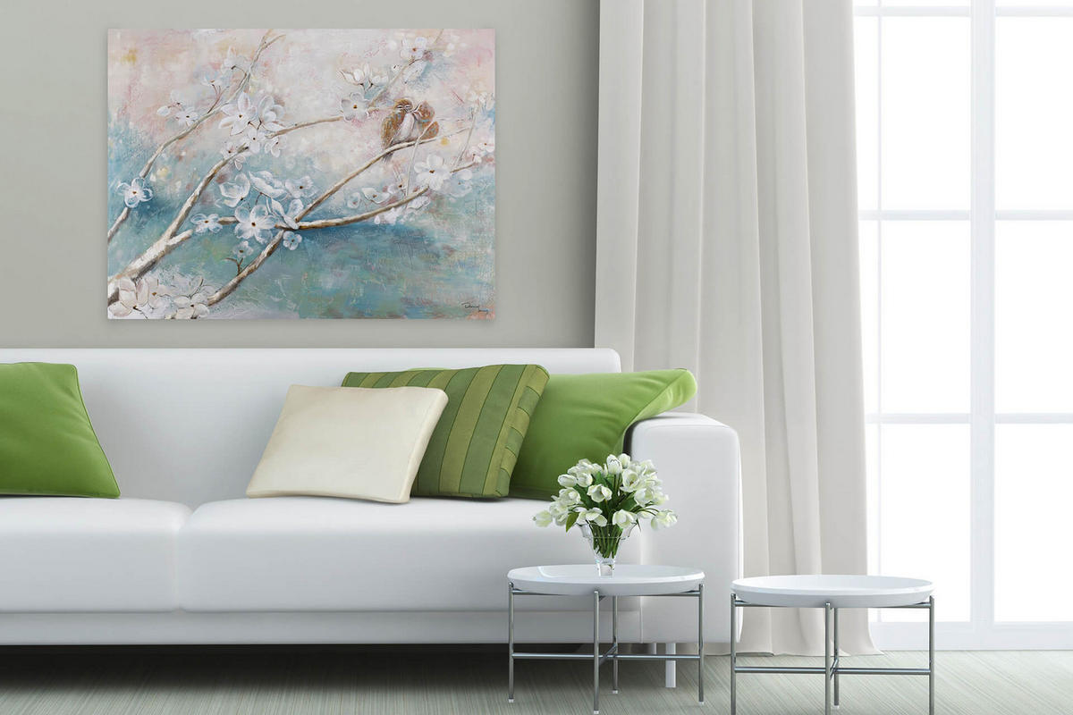 ACRYLBILD HANDGEMALT 120/90 cm - Blau, Holz/Textil (120/90cm) - KUNSTLOFT