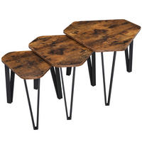 BEISTELLTISCH-SET aus 3 Stück 3 Stück Rustikales Braun 58,7x51,9 cm LNT14BXV1 Stahlkonstruktion - Schwarz, Metall (51.9/58.7/45.5cm)