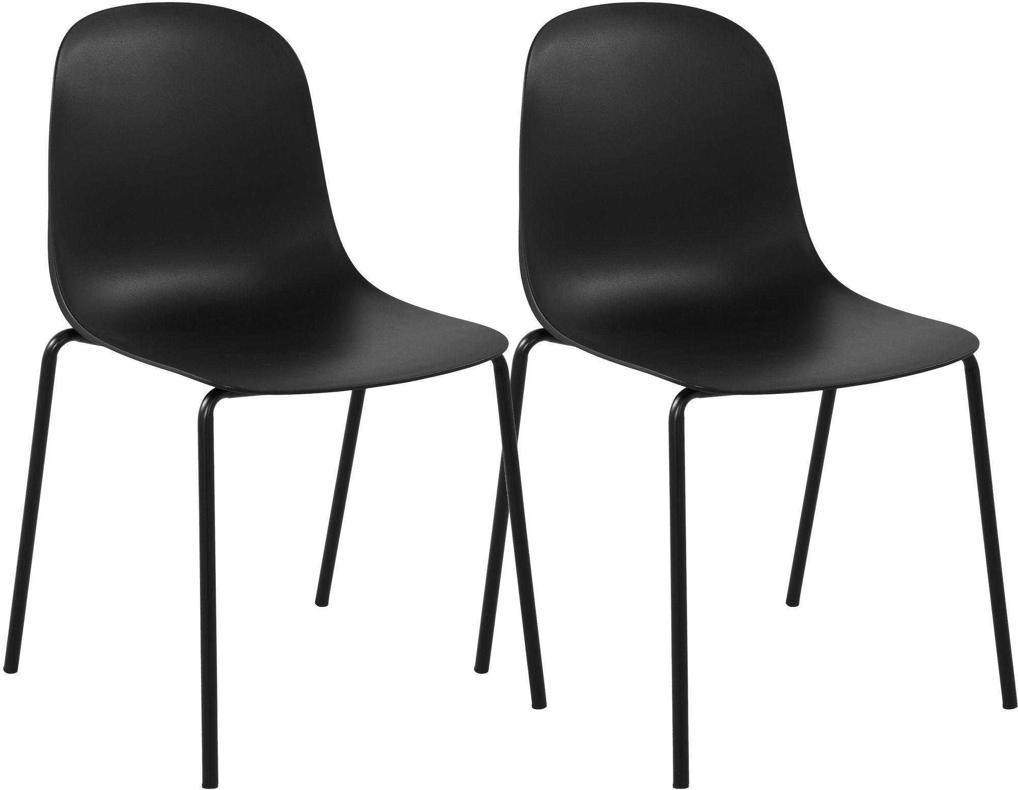STAPELSTUHL 2er Set Kunststoff Schwarz - Schwarz, Kunststoff/Metall (51/85/55cm) - CLP