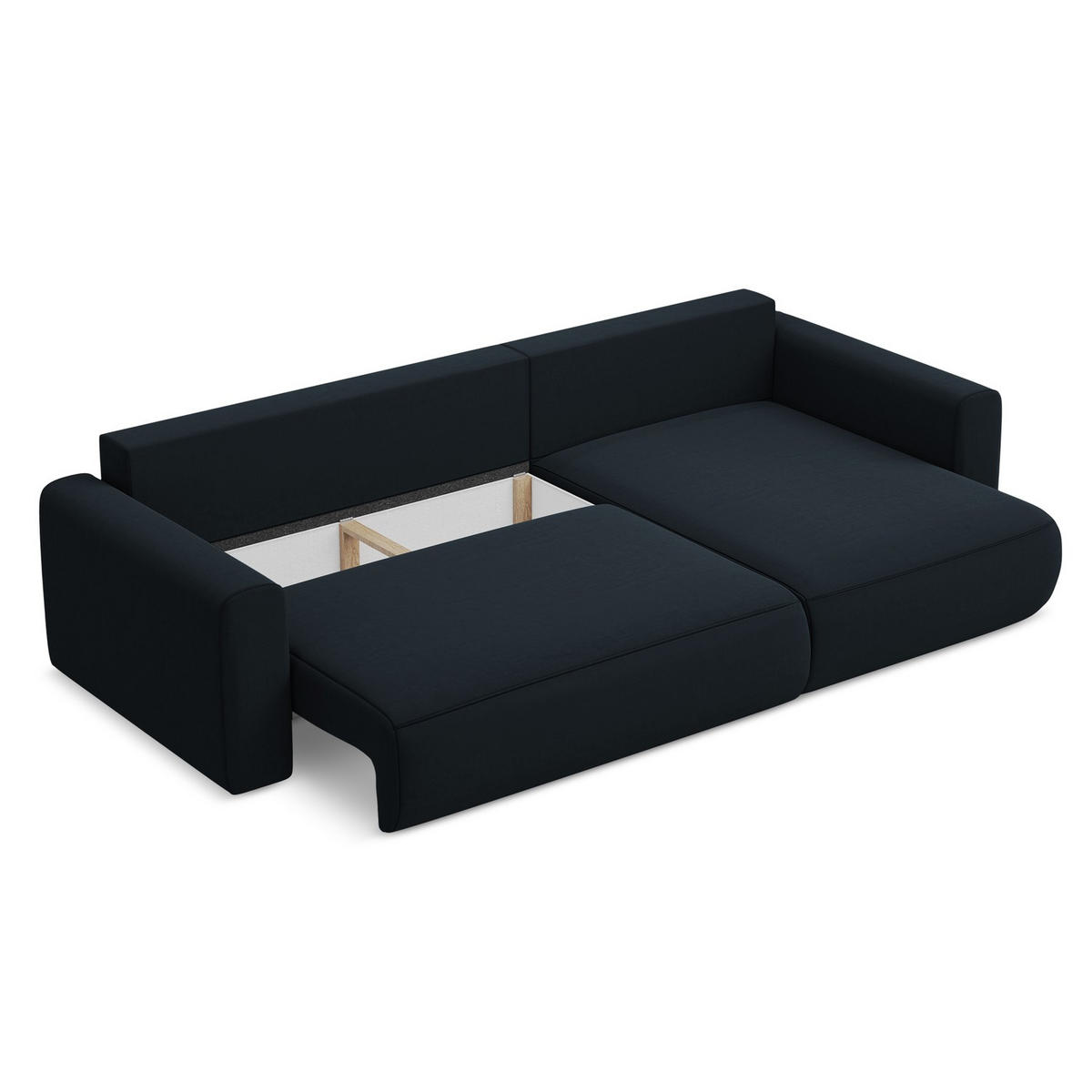 ECKSOFA mit Schlaffunktion Samt Stoff Blau - Blau/Schwarz, Kunststoff/Textil (278/149cm) - LaMiaSofa