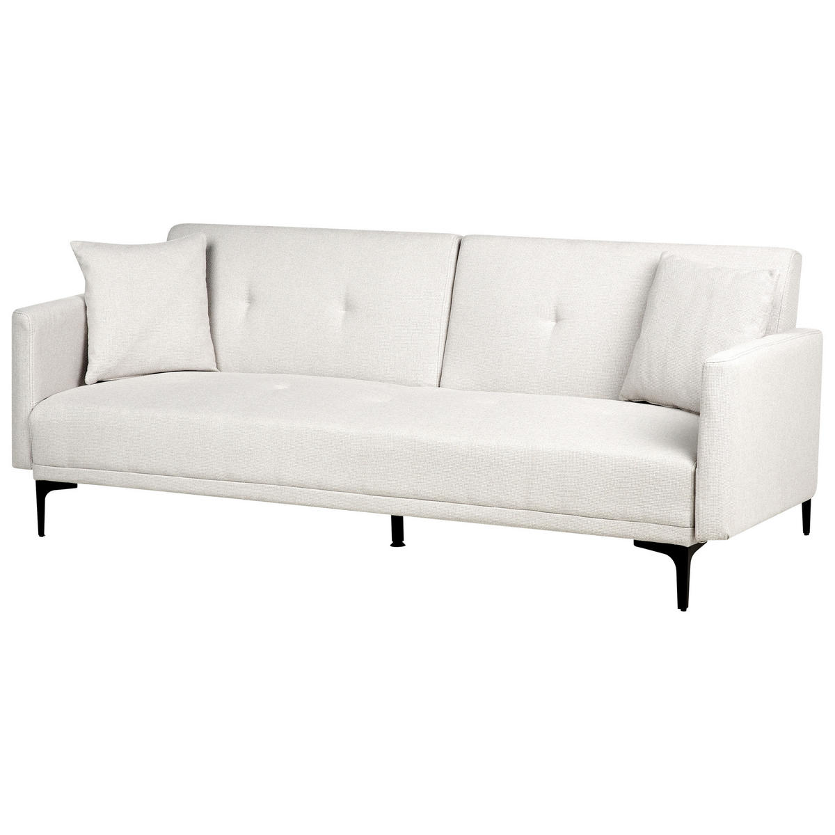 3-SITZER-SCHLAFSOFA hellbeige/schwarz Lucan - Beige/Schwarz, Textil (191/75/91cm) - Beliani