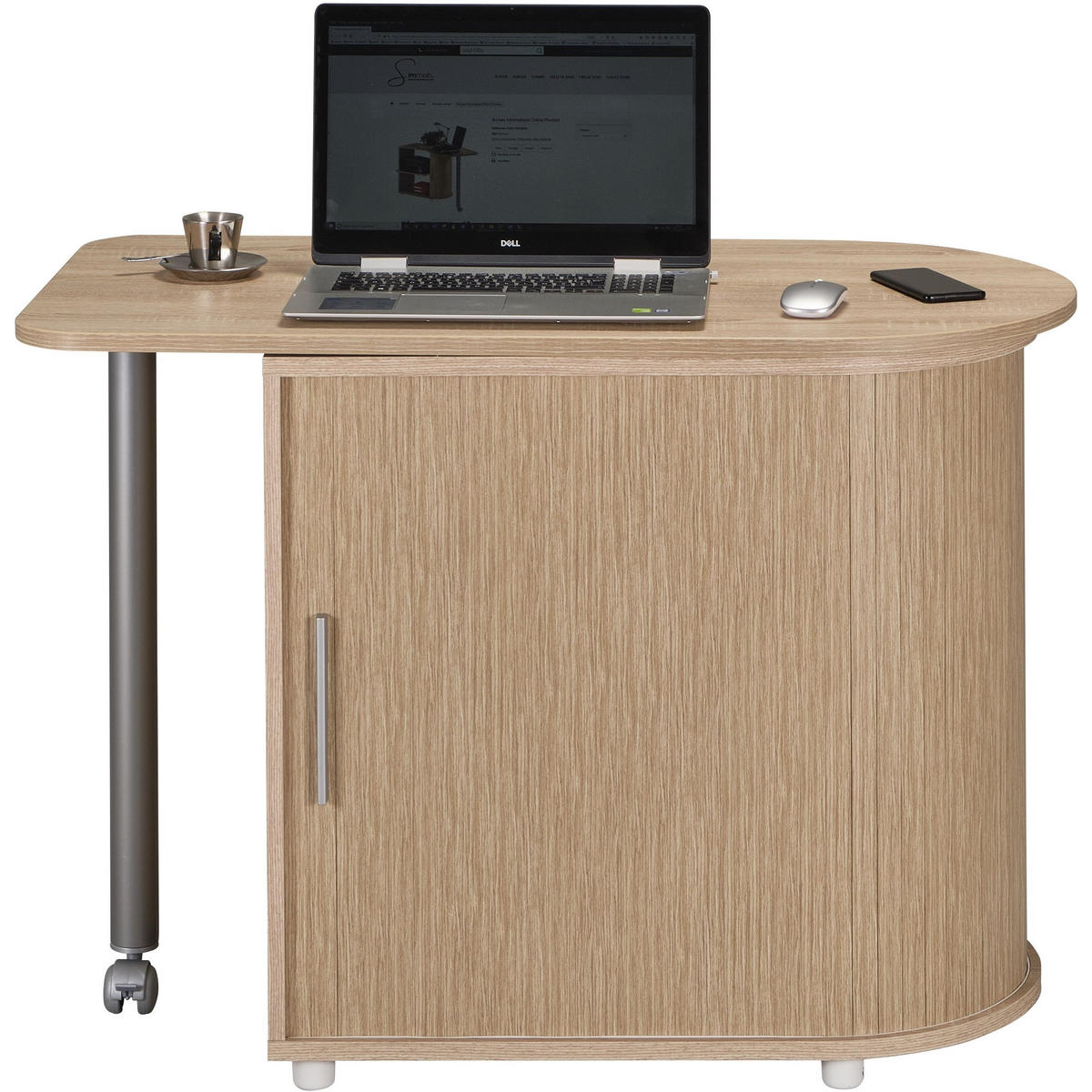 COMPUTERTISCH mit Rolladentür 55/131/75cm - Eichefarben, Holzwerkstoff (55/131/75cm) - Simmob