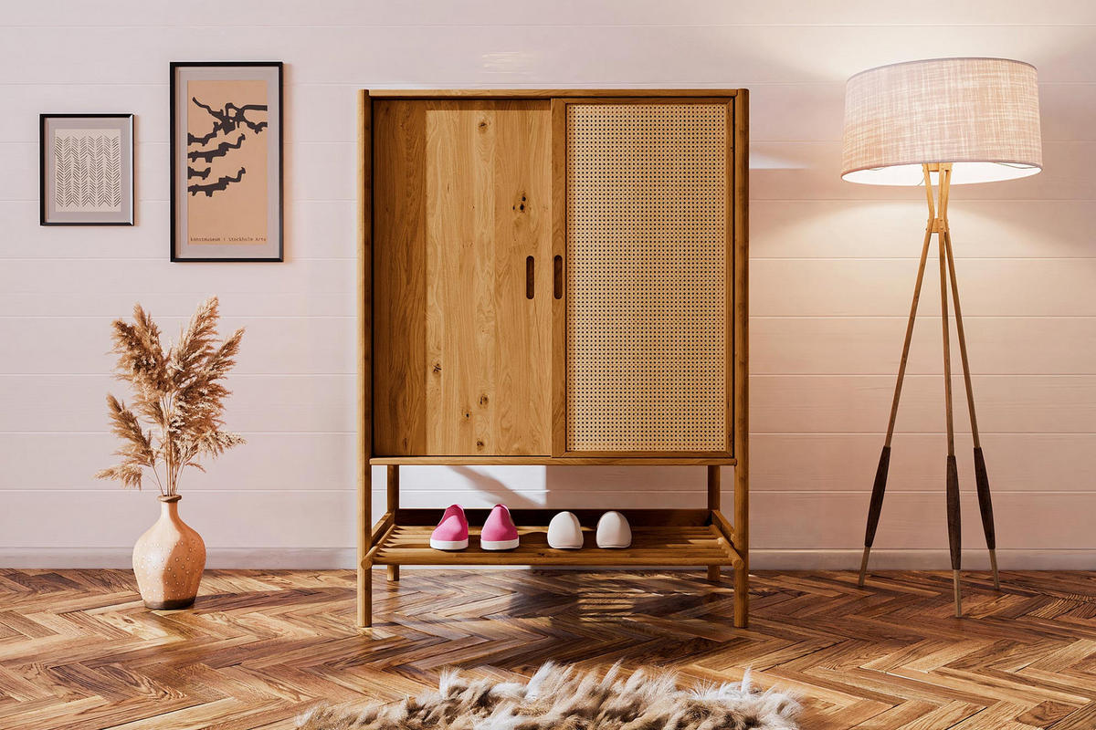 KOMMODE mit REGAL INA Wildeiche - Eiche Bianco, Holz (108/150/46cm) - byoak