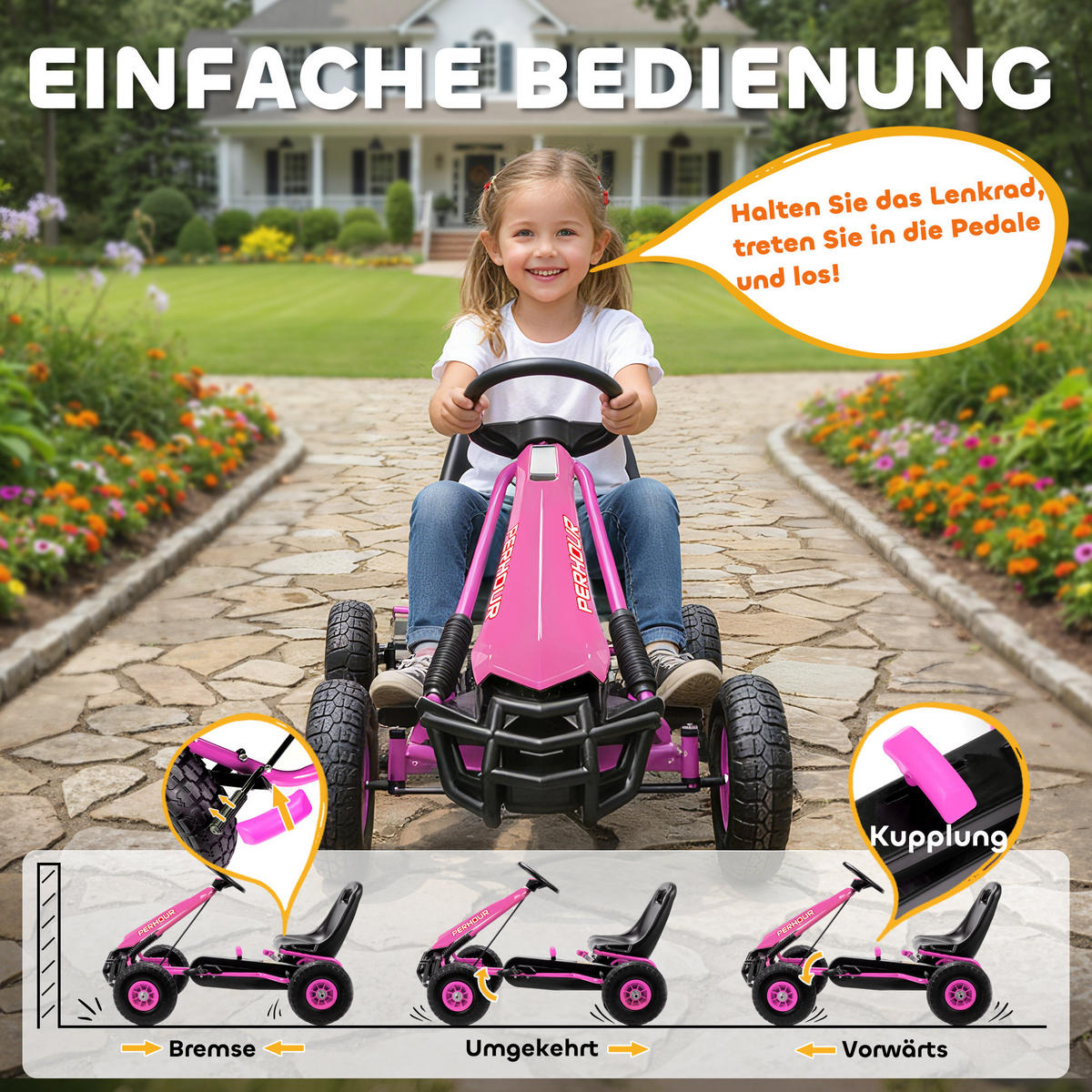 FAHRZEUGE zum Draufsitzen Rosa 110.0/61.0/62.0cm - Rosa, Kunststoff (110/61/62cm)