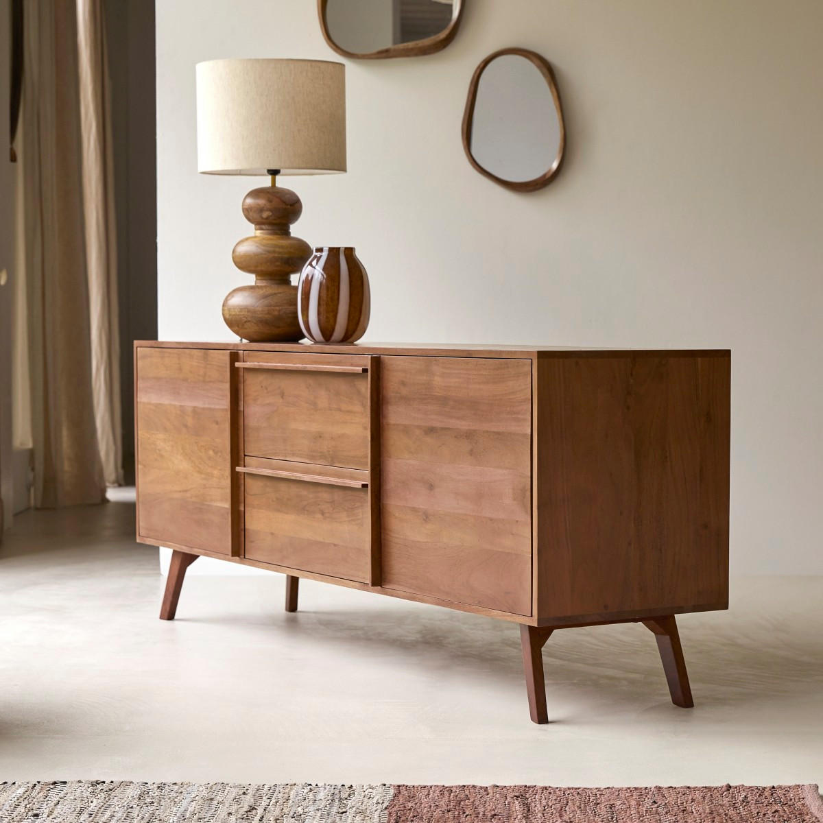 SIDEBOARD Niels Braun aus Akazie - Braun, Holz (175/70/45cm) - Tikamoon