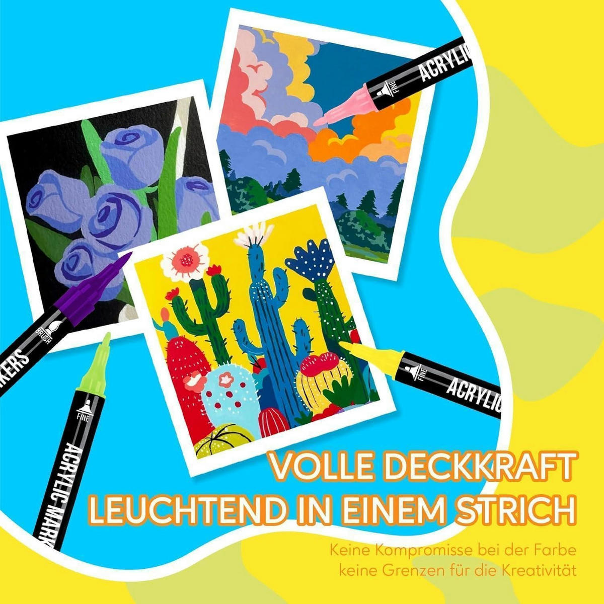 ACRYLSTIFTE 72-teiliges Set mit Doppelspitze - Multicolor, Kunststoff (10/10/15cm)