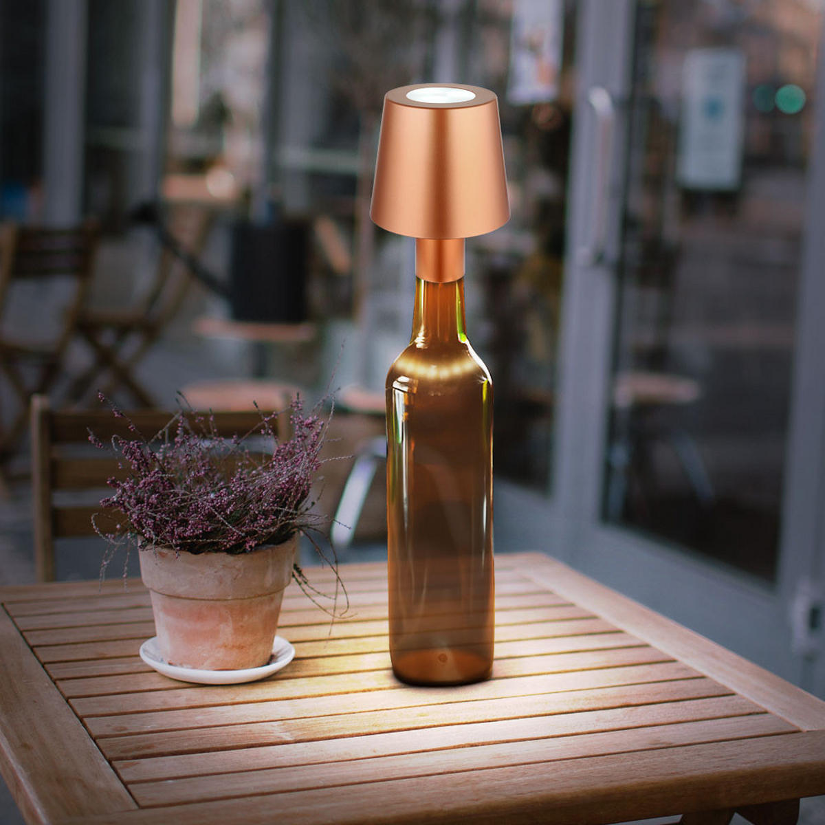 LED TISCHLEUCHTE Flaschenlampe Gold - Goldfarben, Kunststoff (10.5/10.5/14cm) - Globo Lighting