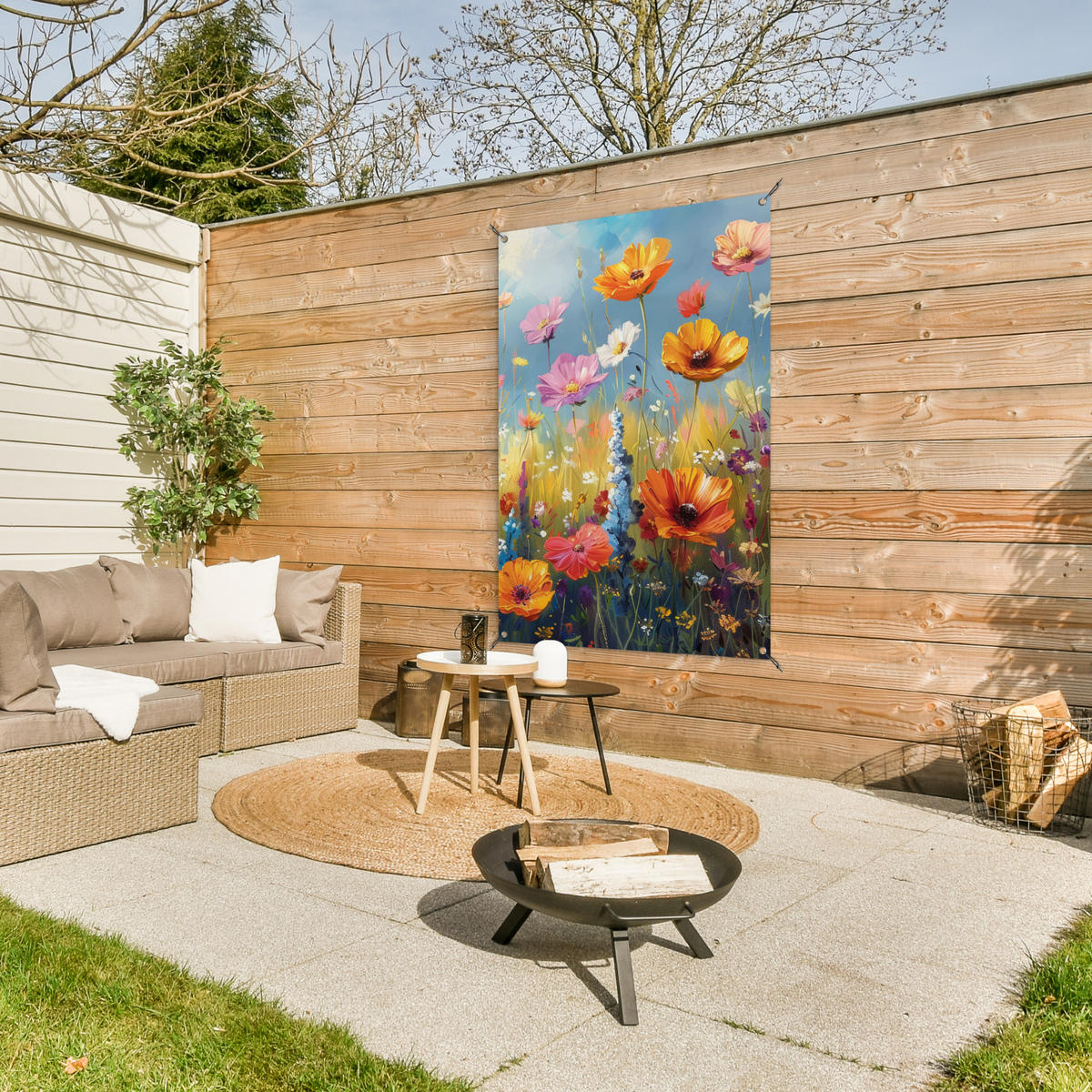 ZAHRADNÍ PLAKÁT Květiny - Příroda - Botanické - Umění 80x120 cm - světle modrá, plast (80/120/0.2cm) - OnlyWow