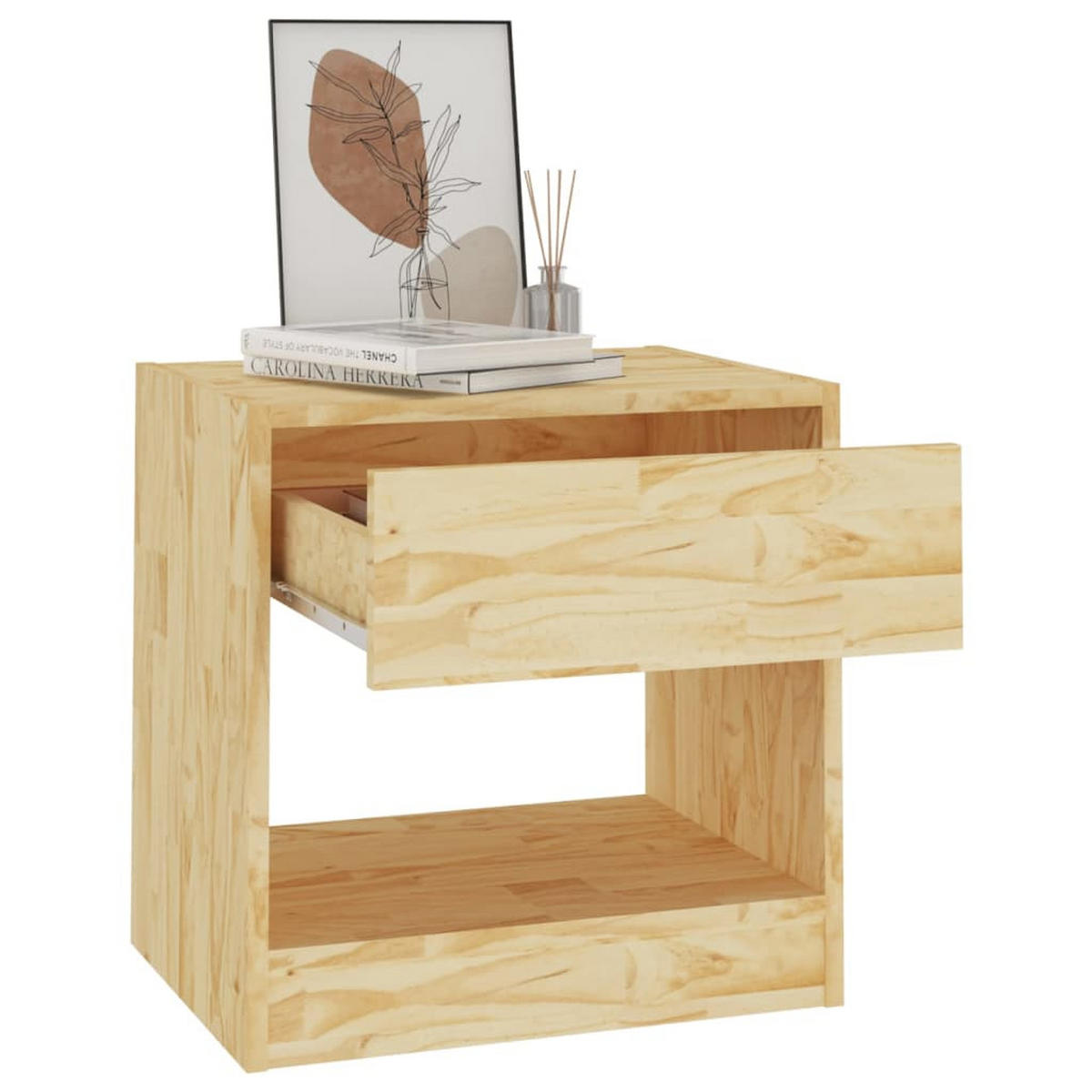 NACHTTISCH mit 1 Schublade 40/31/40 cm aus Massivholz Kiefer - Naturfarben, Holz (40/40/31cm) - vidaXL