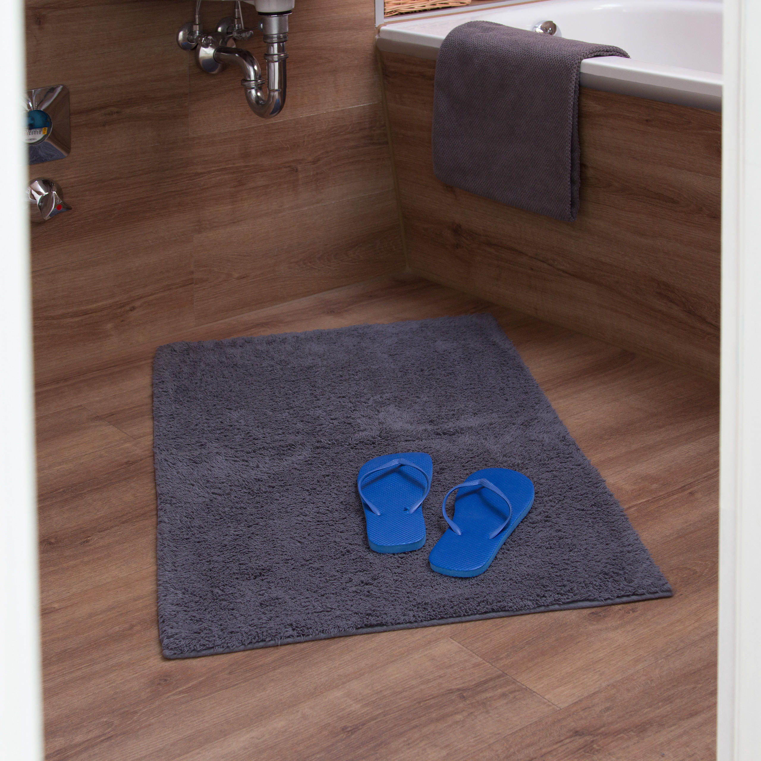 BADTEPPICH - Anthrazit, Textil (100/60cm) - Relaxdays