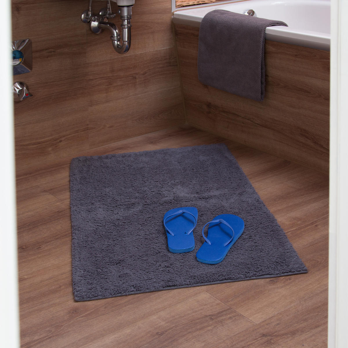 BADTEPPICH - Anthrazit, Textil (100/60cm) - Relaxdays