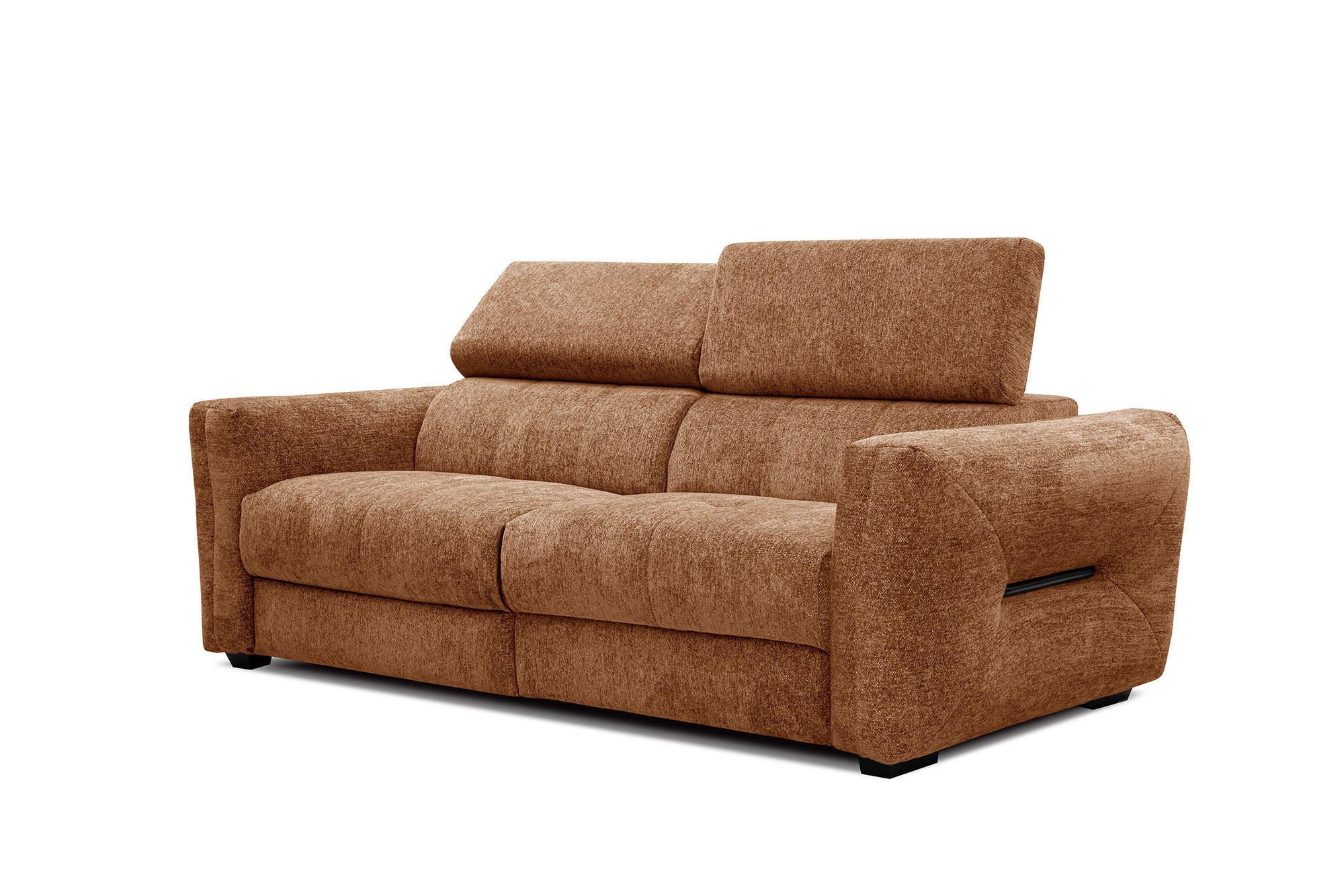 SOFA CALVERA 3-Sitzer mit 1 Relaxfunktion, dunkelorange - Dunkelorange, Holzwerkstoff/Textil (204/79/106cm) - Courtois Laville
