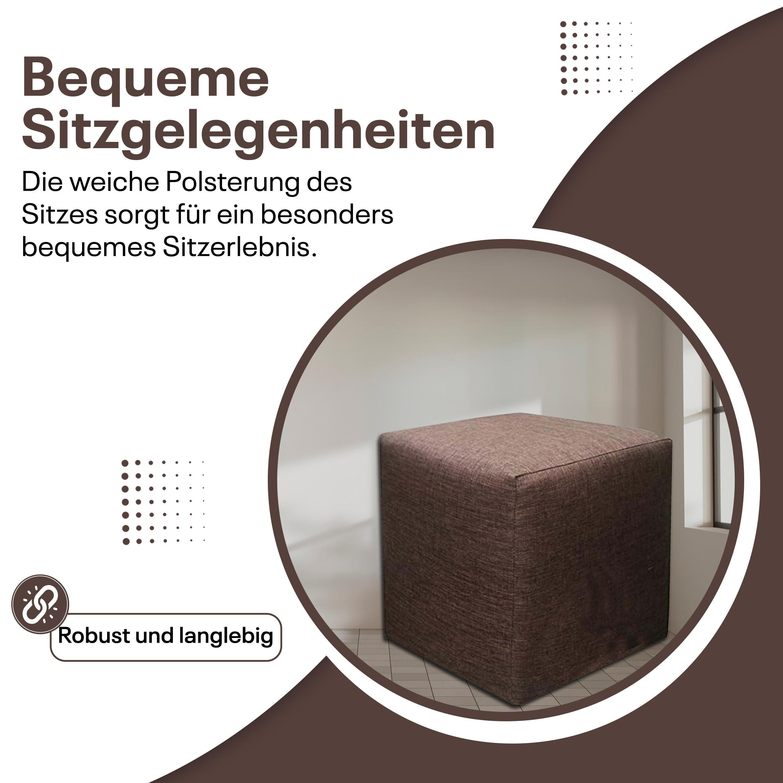 SITZWÜRFEL / Siège Pouf - Brun Foncé, 40X40X40 Cm, Assise Rembourrée, Confortable Pour Salon, Chambre Ou Bureau - Dunkelbraun/Braun, Textil (41/41/40cm) - Best For Home
