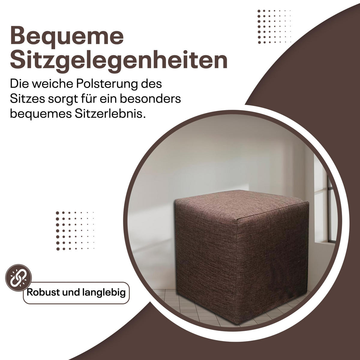 SITZWÜRFEL 40 x 40 x 40 cm Dunkelbraun mit Polsterung und Holzwerkstoffrahmen für Wohnzimmer - Dunkelbraun, Textil (40/40/40cm) - Best For Home