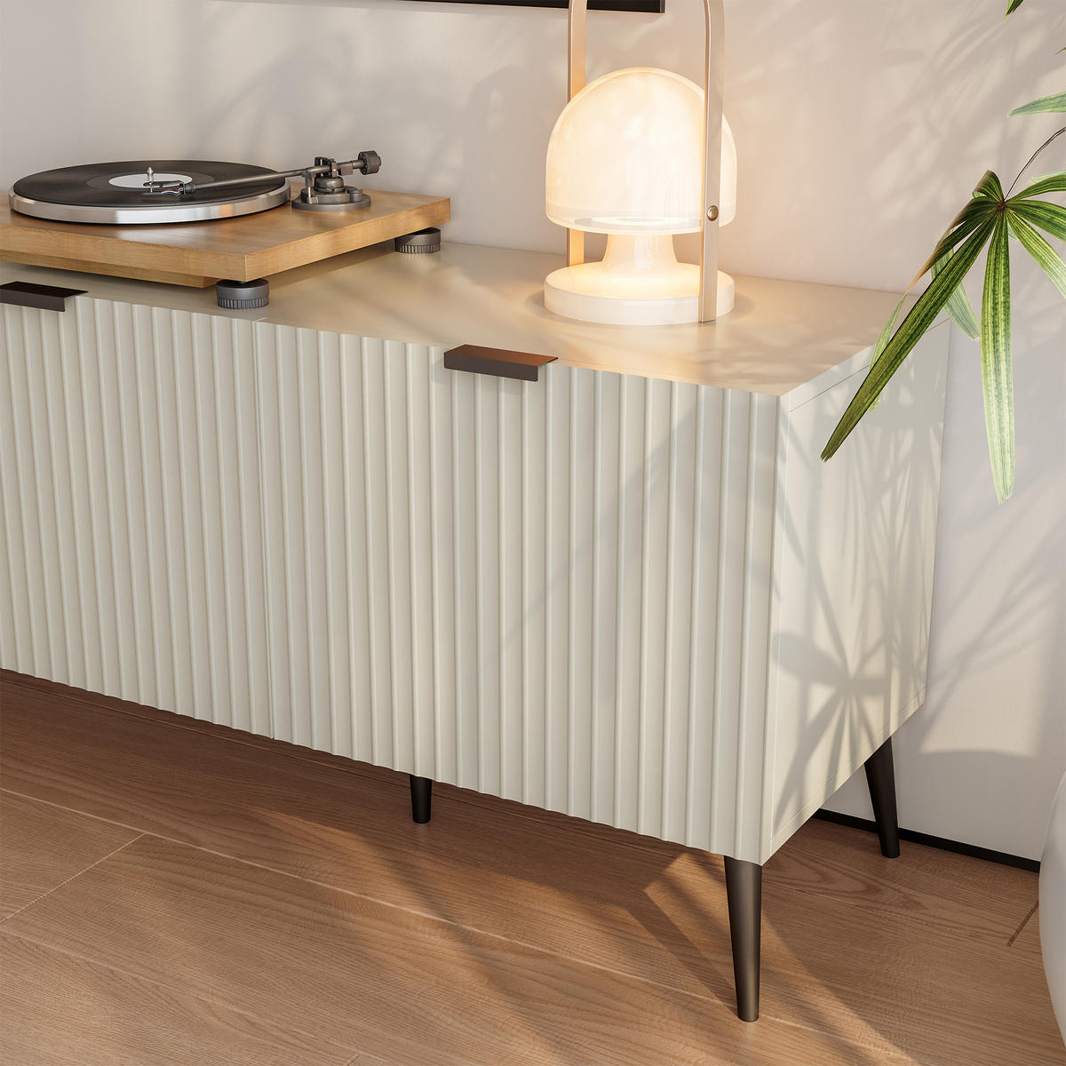 FERNSEHSCHRANK Nand - Sandfarben, Holzwerkstoff/Metall (35/51/180cm) - [en.casa]