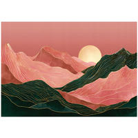 FOTOTAPETE Gebirge Art Deco Rosa 300x210 cm - Multicolor, Papier (300/210cm) - Wallarena