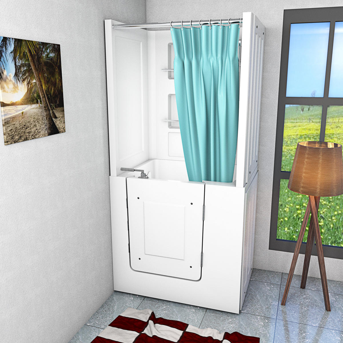 SENIORENDUSCHE Wanne mit Tür S02D-TH-A-R 78x100x205cm - Weiß, Glas/Kunststoff (78/100/205cm) - AcquaVapore by Sandra Jentho