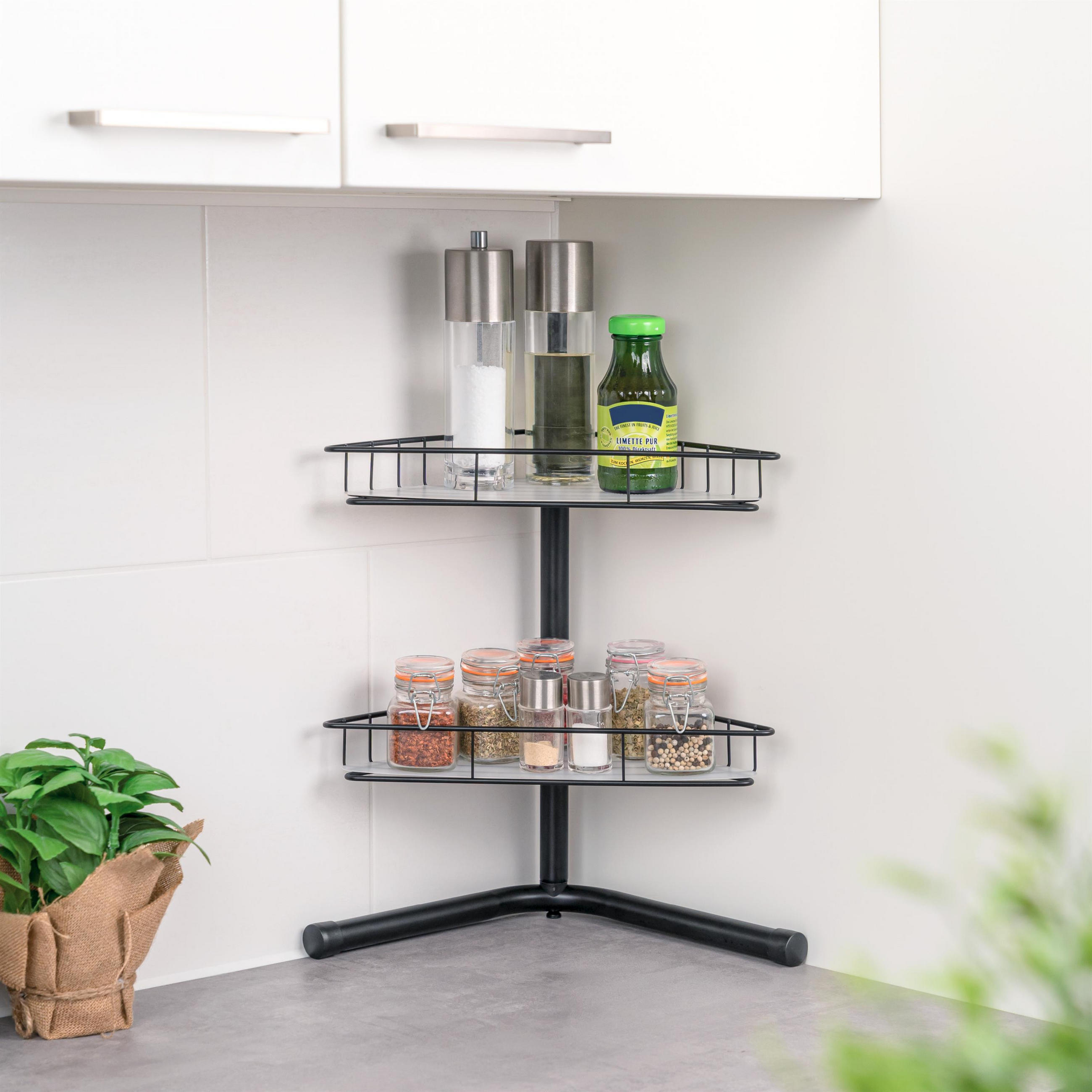 Thumbnail - bremermann Küchen-Eckregal,, Schwarz, Metall, 26.5x51x26.5 cm, Badezimmer, Badezimmerregale, Badregale