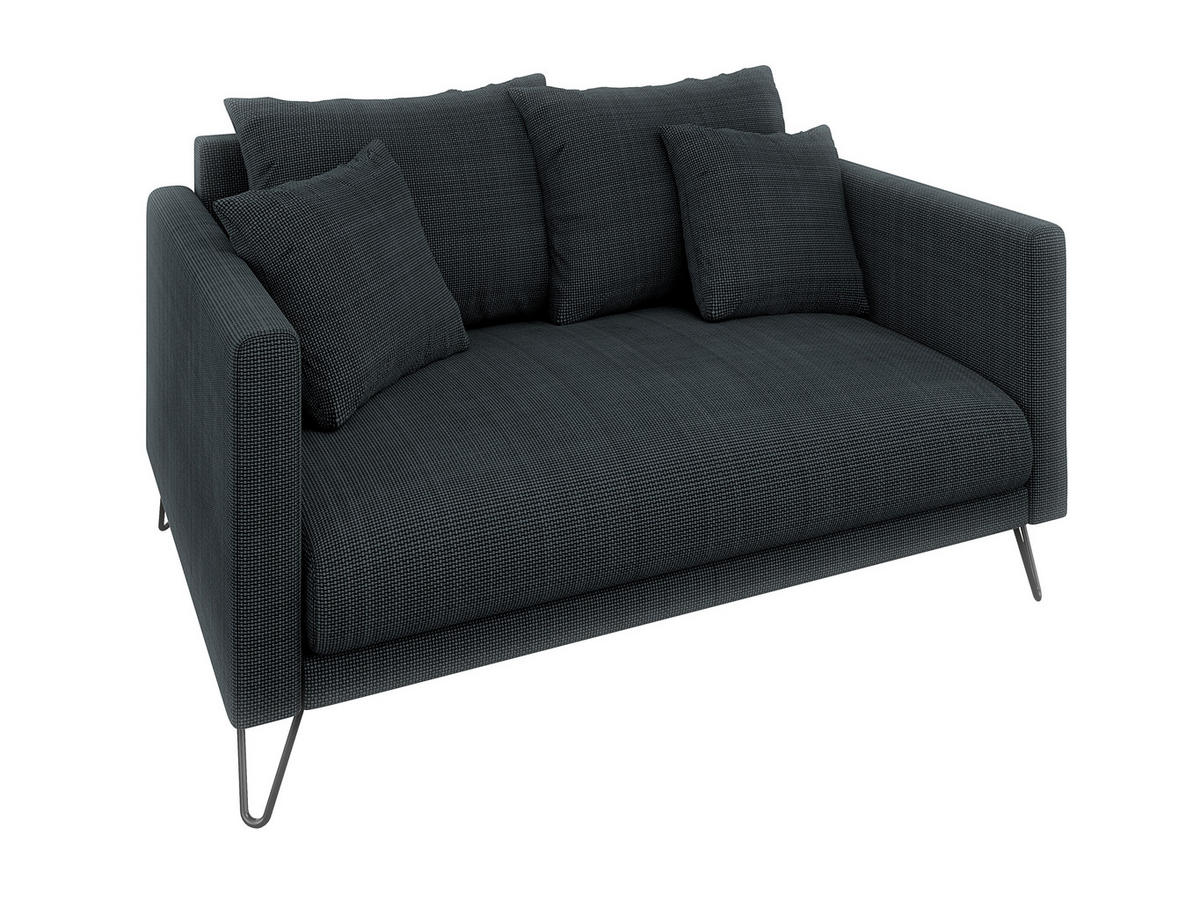 2-SITZER-SOFA Harmony Graphit Chenille - Graphitfarben/Schwarz, Holz/Textil (140/85/100cm) - S-Style Möbel