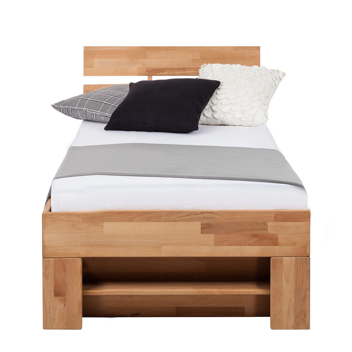 MASSIVHOLZBETT mit Bettkästen - Kernbuche massiv - Kernbuche, Holz (90/200cm) - home24