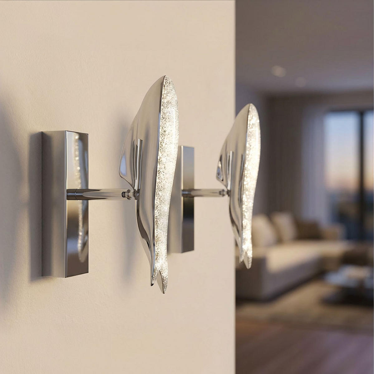 LED WANDLEUCHTE Preston Chrom Silber - Silberfarben, Metall (6/23.5/13cm) - Globo Lighting